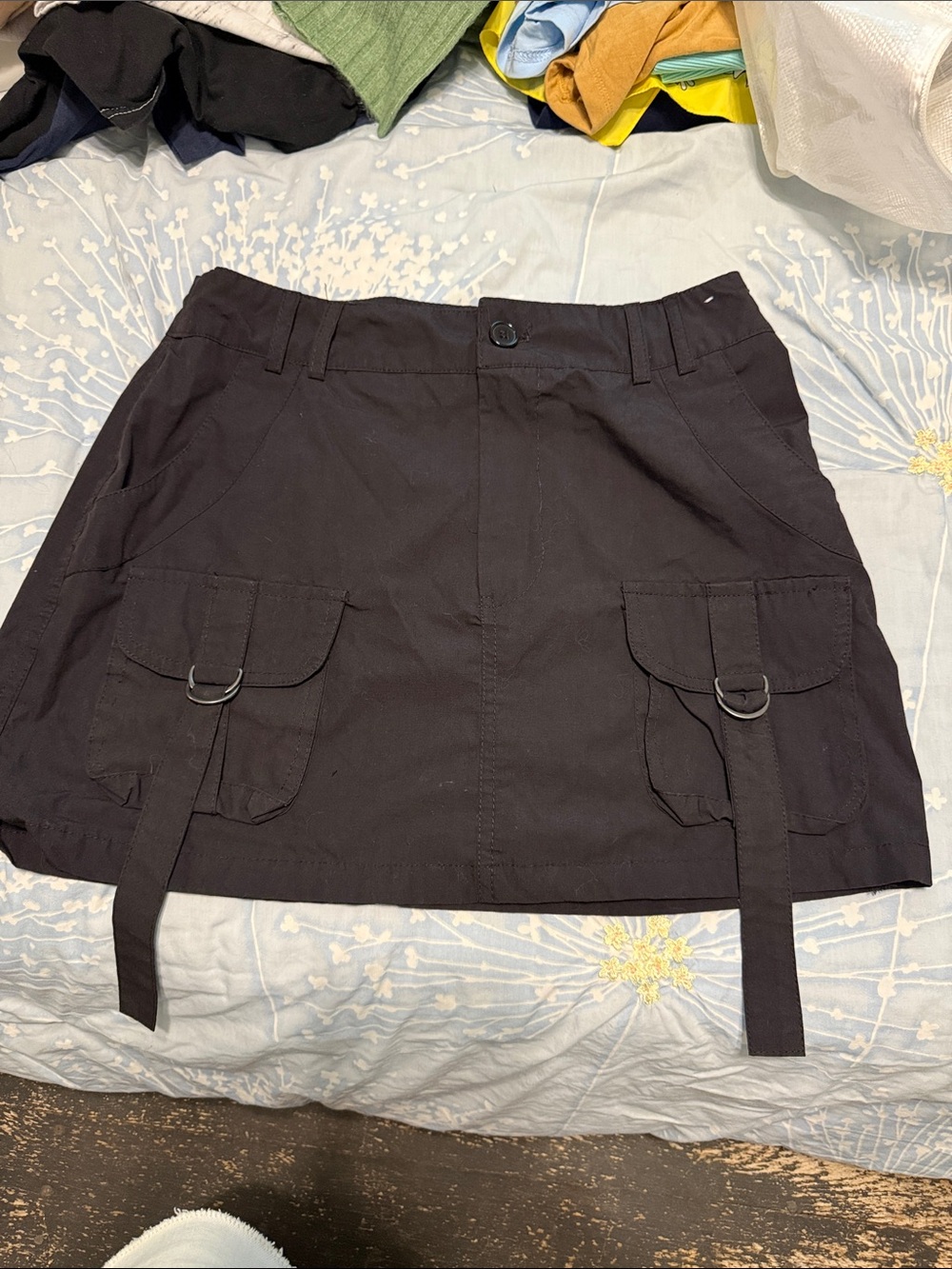 Rue21 Black Mini Skirt with Cargo Pockets and D-Ring Straps